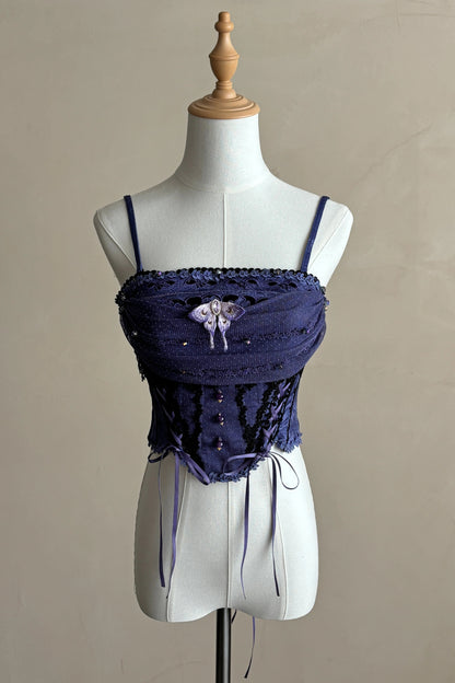 【9月13日予約締切】Purple/Dark Purple Gothic Lolita Elegant Iris Dress Top & Bustier & Skirt Set 1/2+ Full Set