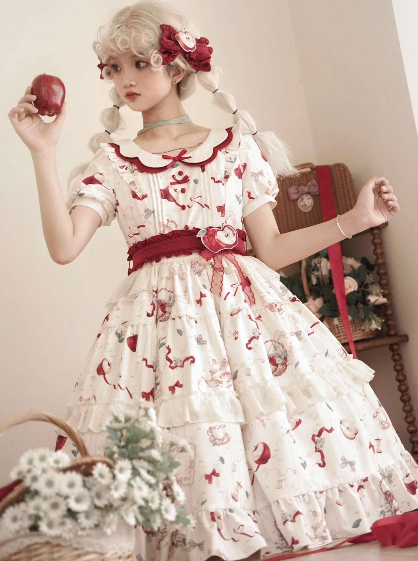 Robe lolita printemps été manches courtes rustique lolita jupe robe princesse