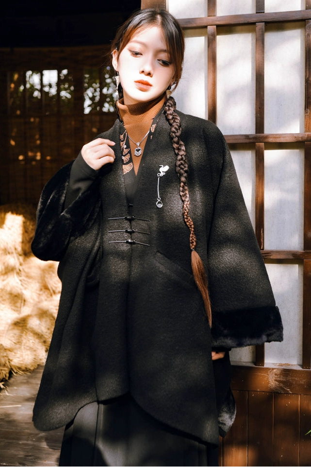 Dark loose fleece cloak