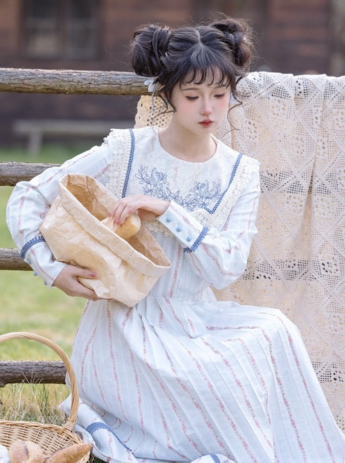 レトロストライプヴィンテージドレス – Belchic