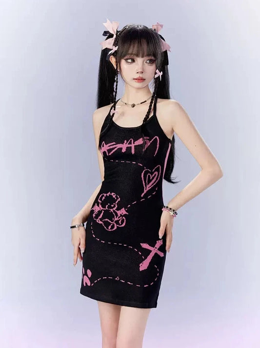 Cross Dark Cute Tight Camisole Dress