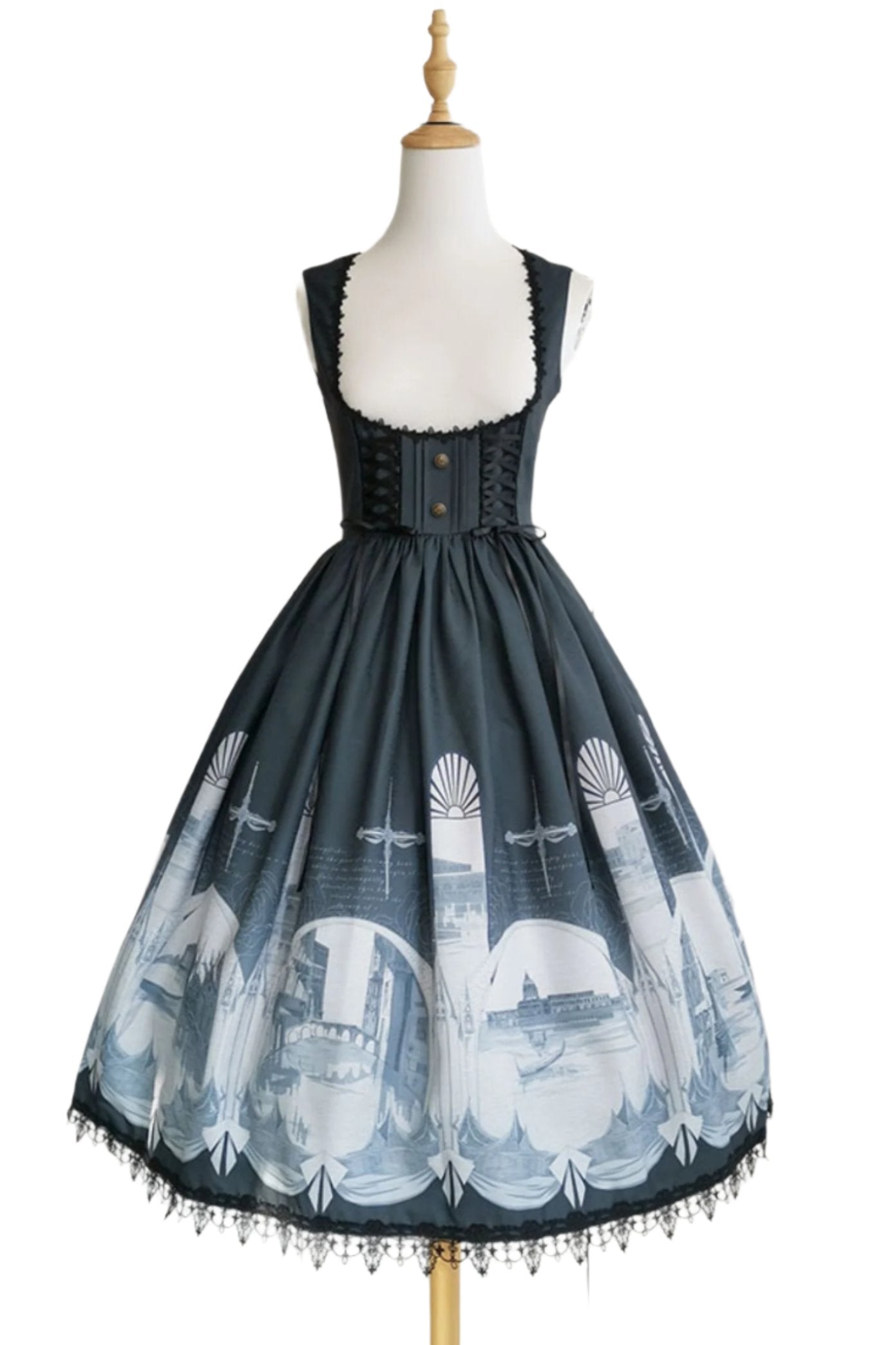 [September 30 reservation deadline] Elegant Gothic Print Lace Suspender Dress