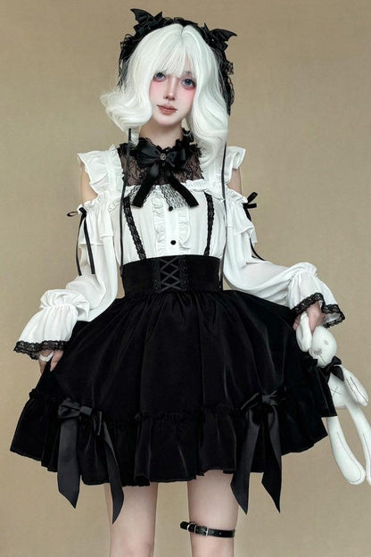 Gothic Lace Shirt + Lace Skirt