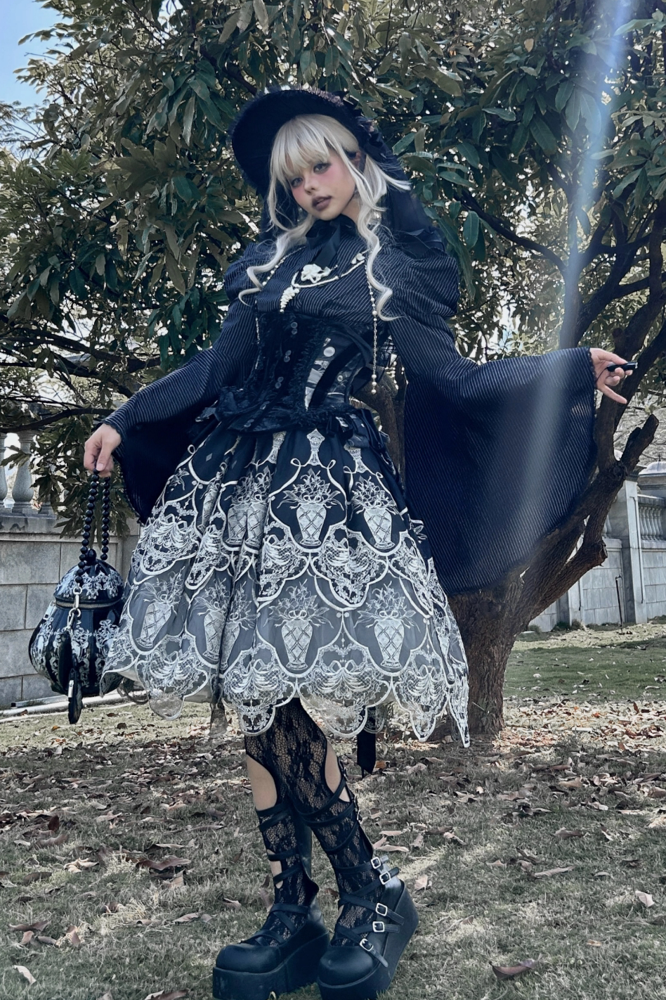 【预售截止4月13日】钢琴条纹哥特洛丽塔蓬蓬泡泡袖衬衫TypeA/B