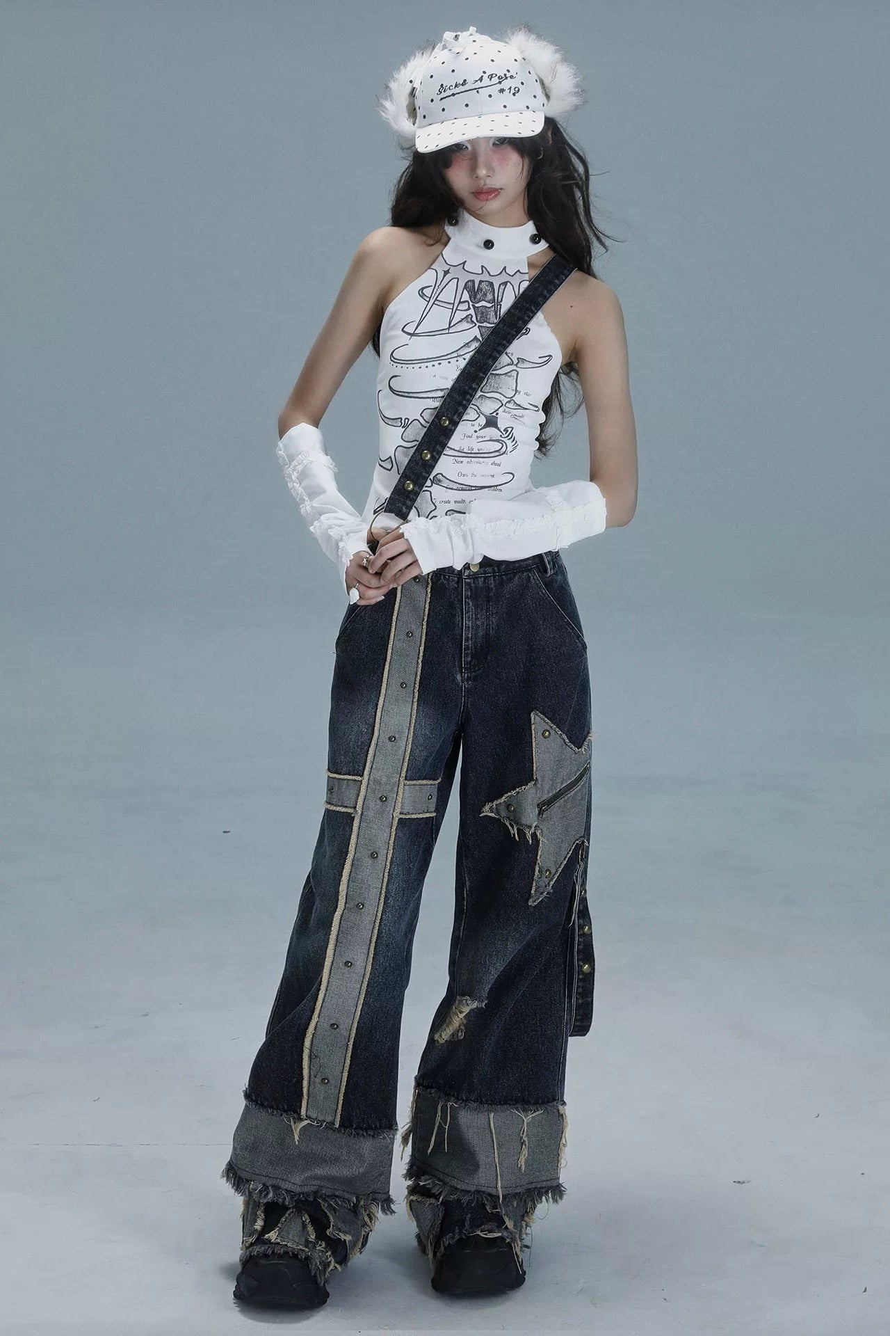 Y2Kノースリーブハイネックトップス