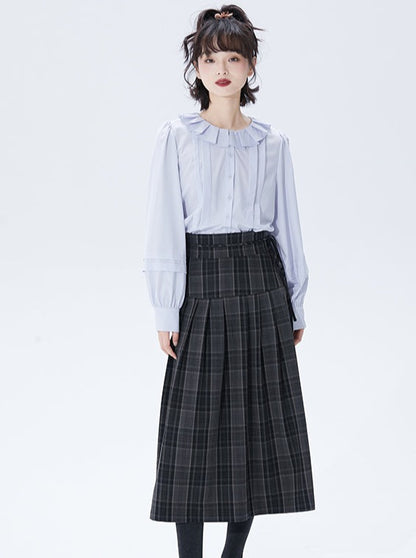 Charlotte Tailor Gray Check Suspender 2wey Skirt