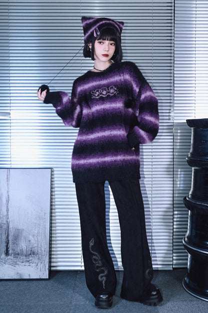 スネークデザインブーツカットパンツ