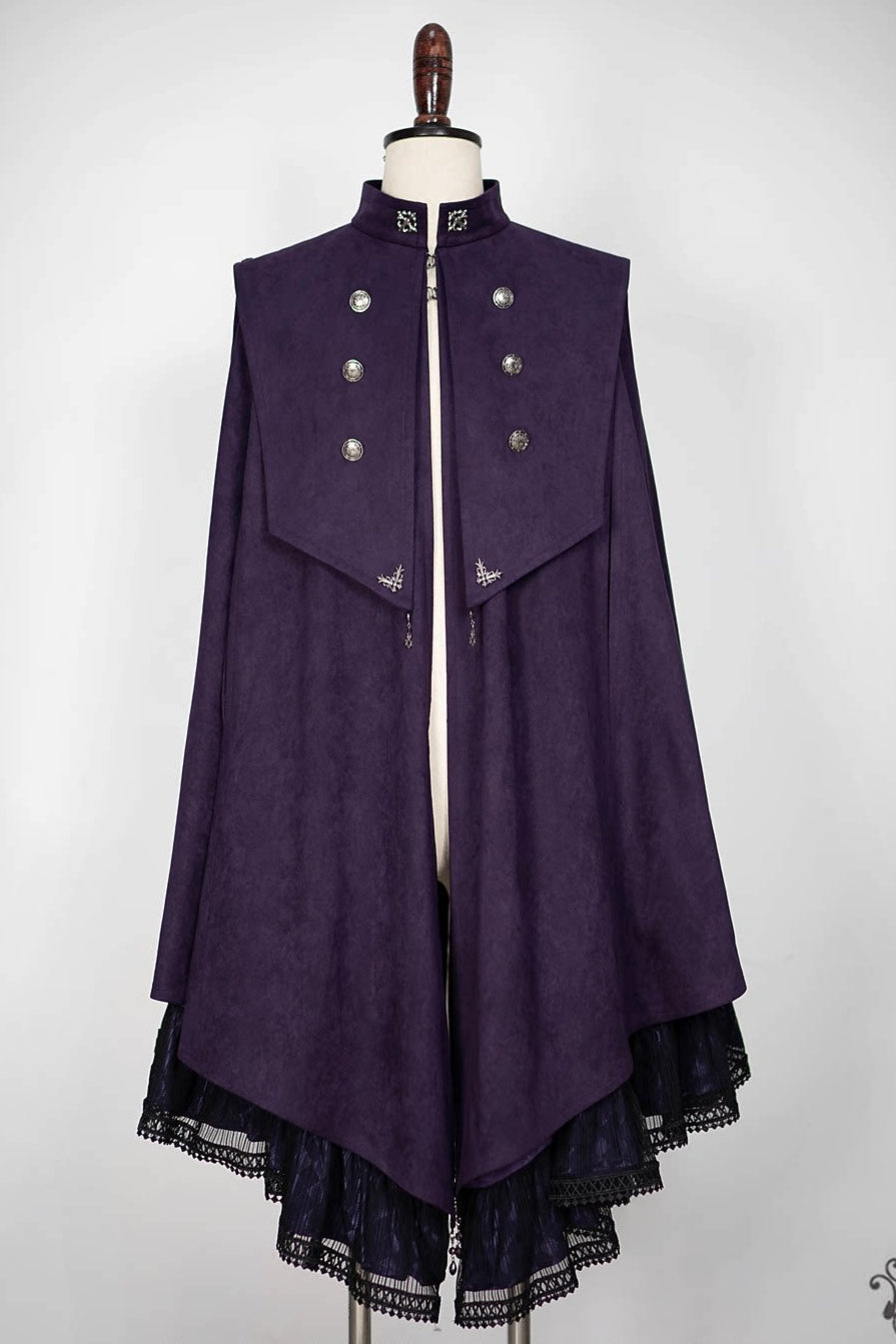 【9月5日予約締切】Dark Purple Gothic Chain Layered Lace Cape Coat(Short Length/Long Length)