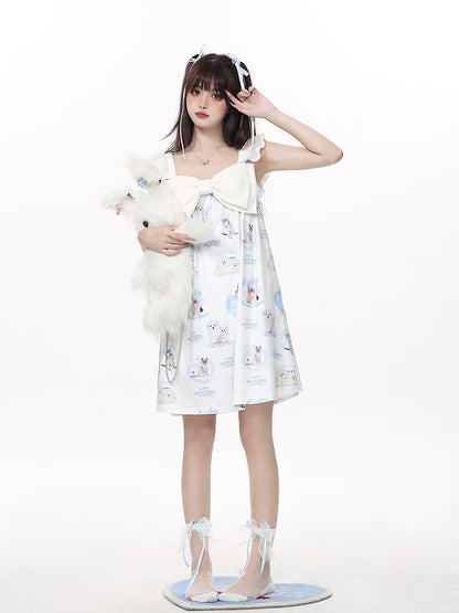 Pretty Dog &amp; Cat Nightwear Set・Big Ribbon Girly Nightdress