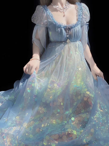 Mermaid Shining Blue Dress