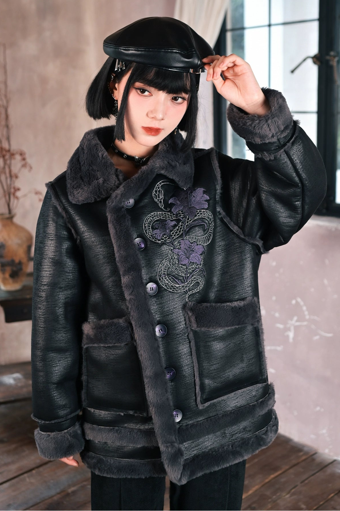 モードレザーファーコート