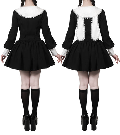 Alessa Dark Lace Bunny Ears Sailor Collar Dress