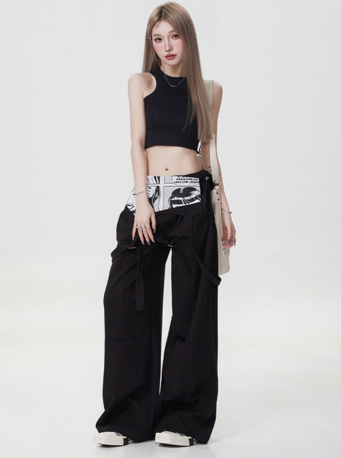 American straight casual wide leg overall