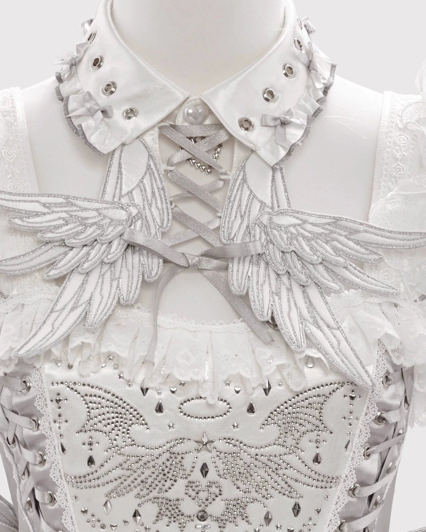 天使の羽刺繍シャツカラー