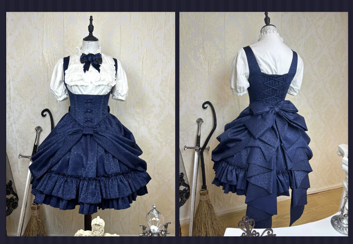 [Précommande jusqu'au 18 avril] Robe corset Lolita gothique à motif sombre et dentelle violette