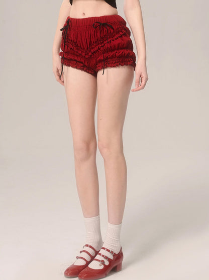 Cherry Red Ruffle Shorts