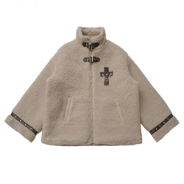 ヘーゼルナッツベルベットウールコート+チェックスカート+トップス+レッグカバー