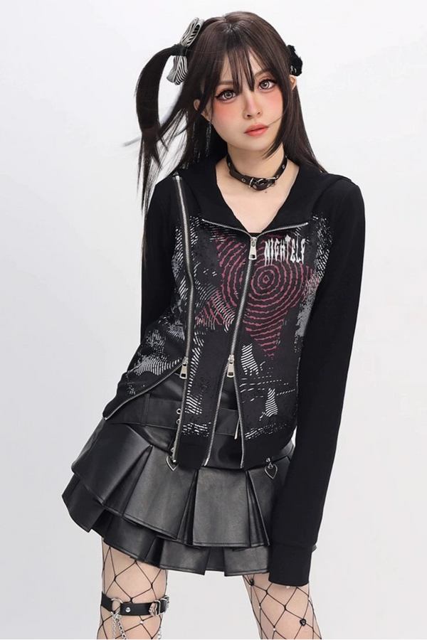 Zipper Slim Punk Subculture Hoodie
