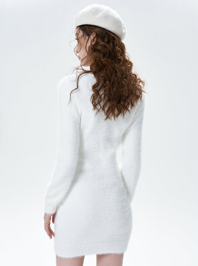 Fuzzy white clearance sweater dress