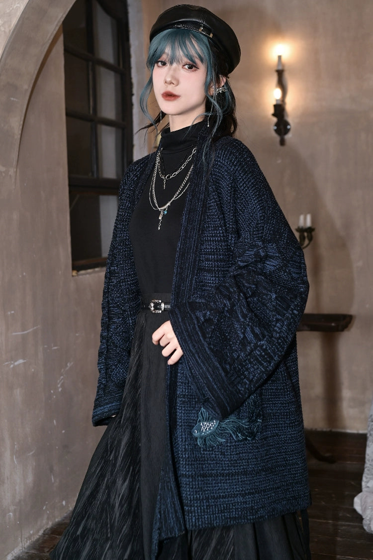 ダークフィンエンブロイダーカーディガン