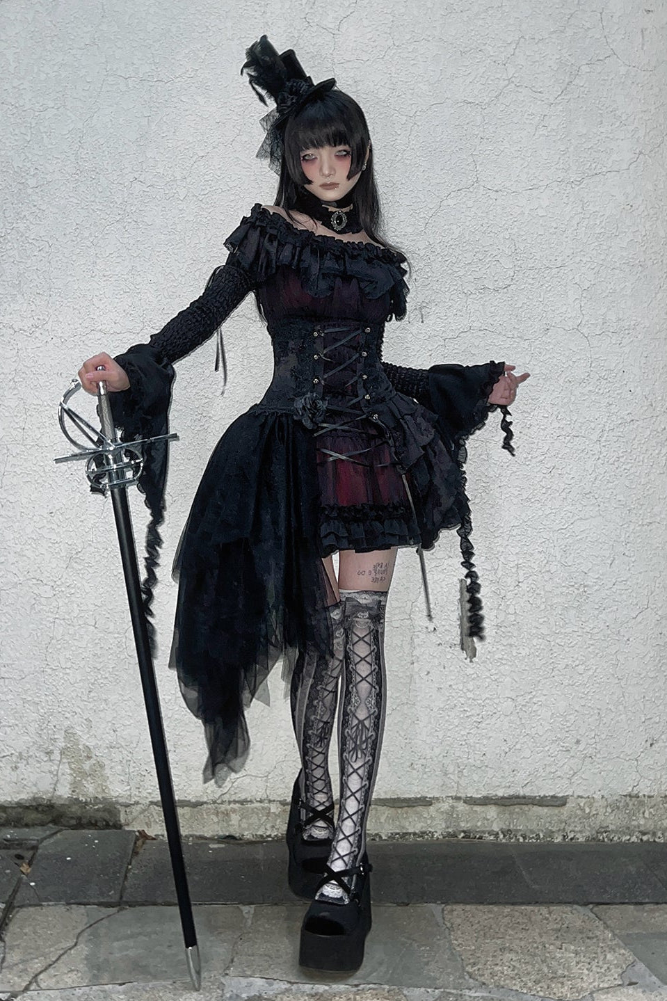 [Deadline for reservations: December 26th] witch's condition Gothic Lolita Off-Shoulder Top + Skirt + Full Set