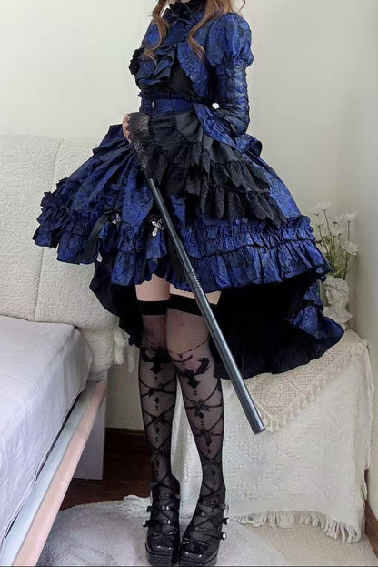 【12月6日予約締切】クロスノクターンゴシックダーク・ストライプレイヤードトップ＋クロスローズ・ストライププルアップスカート