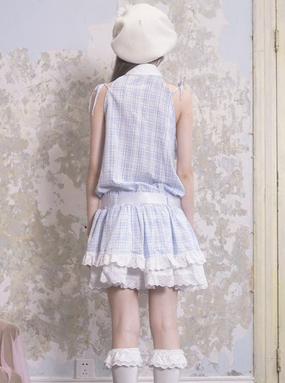 Angel Ice Blue Check Summer Dress