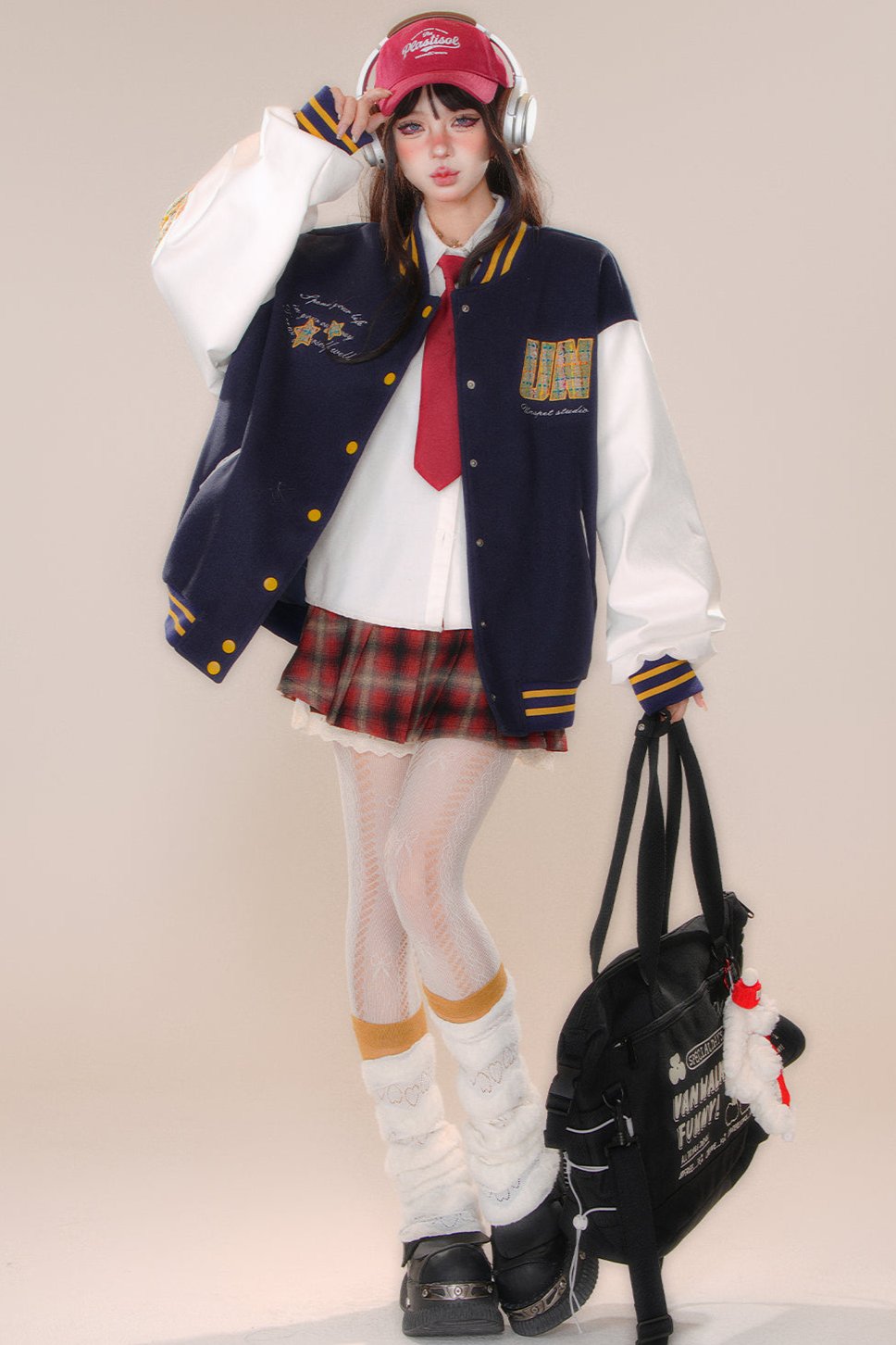 Over -size baseball club jacket