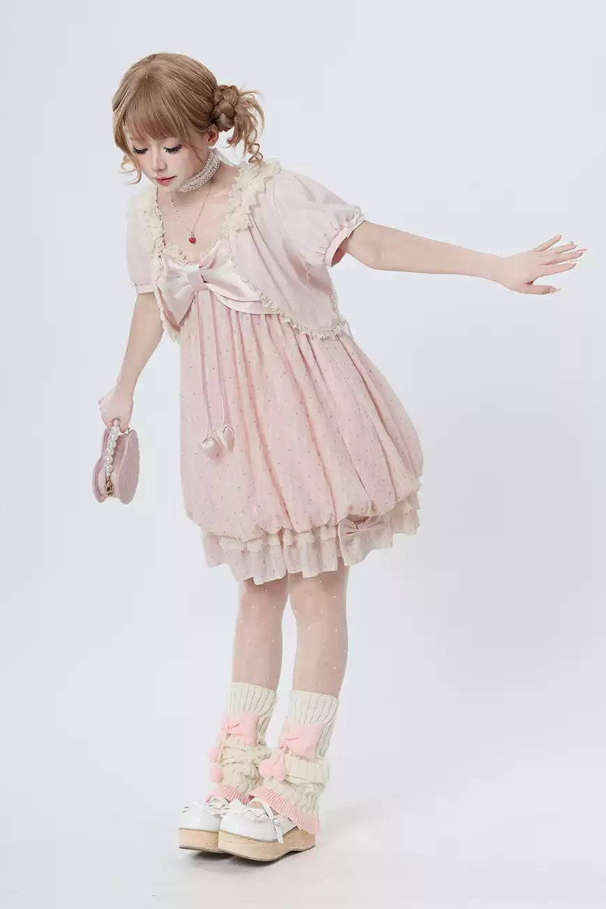 [Pre-order Deadline: May 29] Romantic Fairy Pink Lace Ribbon Cardigan
