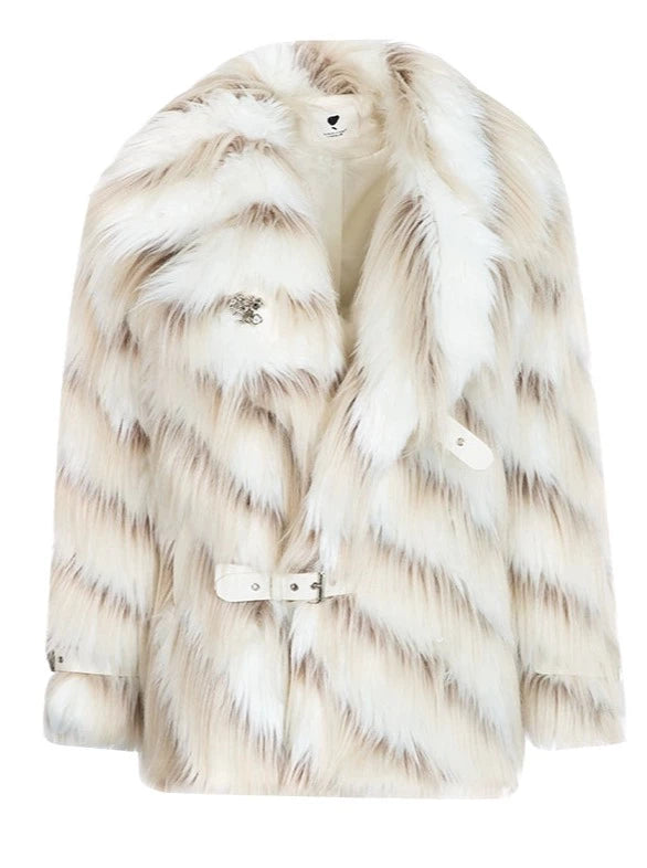 Marbled Milky Over Fur Coat