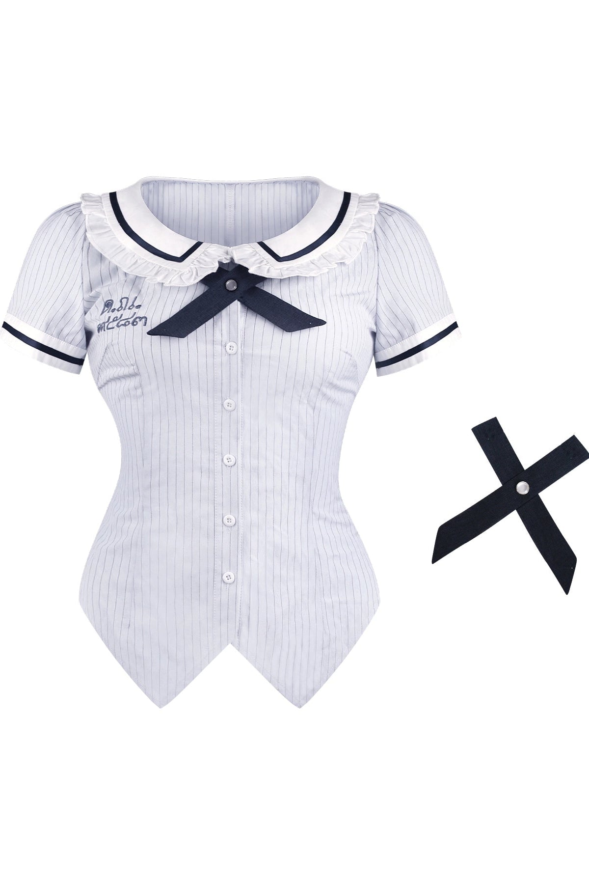 Doll School ribbon tie shirt + puff skirt