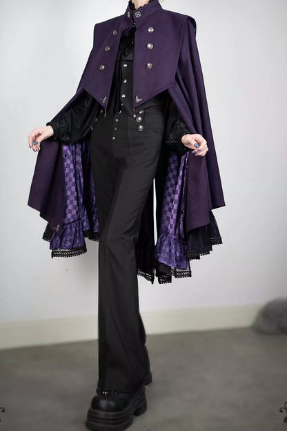 【9月5日予約締切】Dark Purple Gothic Chain Layered Lace Cape Coat(Short Length/Long Length)
