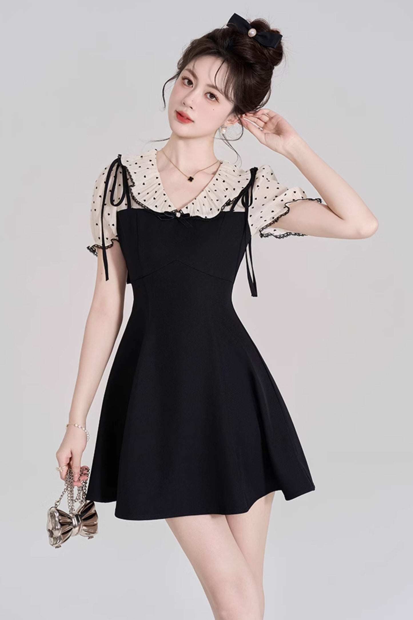 カレッジリボンフレンチワンピース