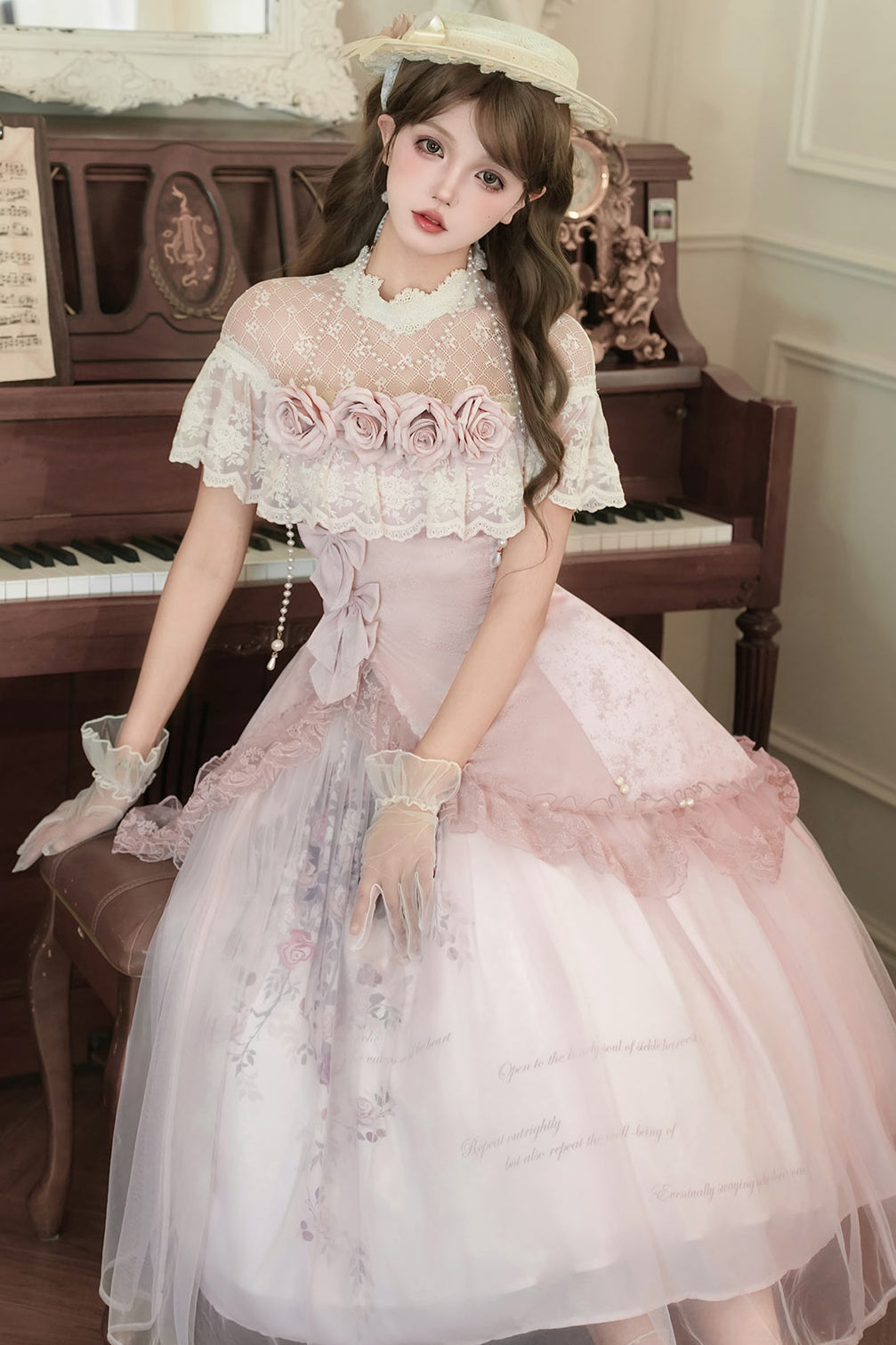 スイートピンクローズエレガントロリータセット