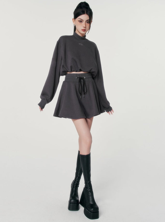Sweetheart Sporty High Neck Top + Flared Skirt