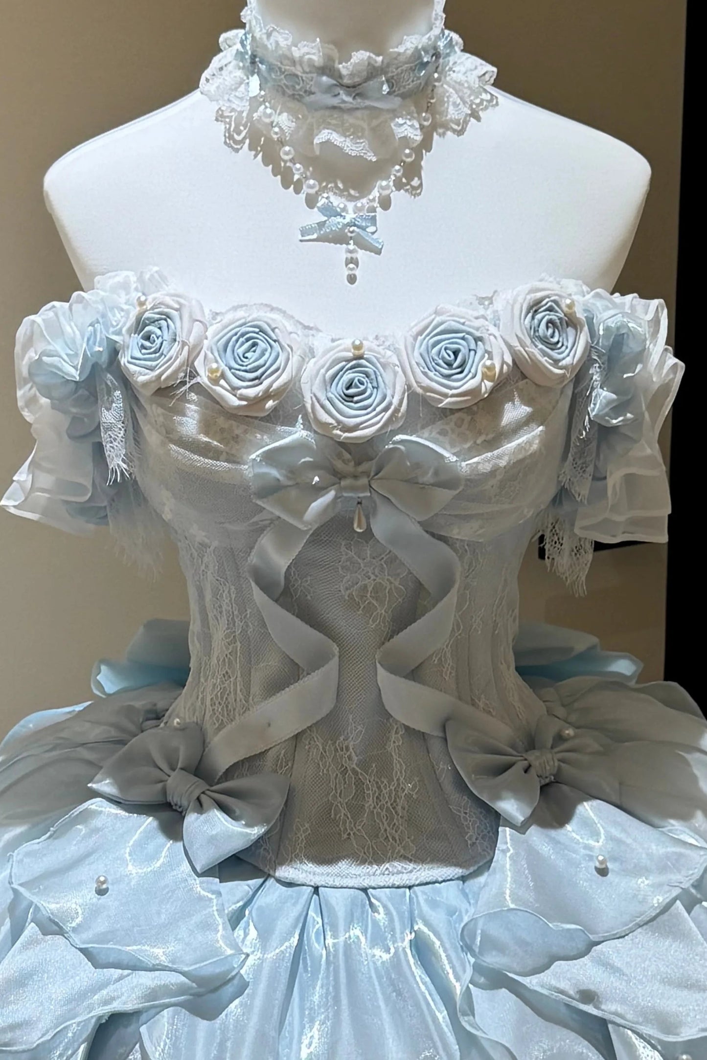 【9月6日予約締切】Romantic Rose Ballet Lolita Series Accessories（Rose Lace Veil Lolita Headpiece＋Lace Pearl Bow Choker）