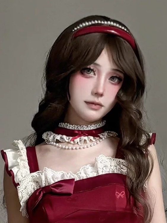 【1月29日予約締切】エレガントルージュロリータフリルリボンサスドレス＋チョーカー