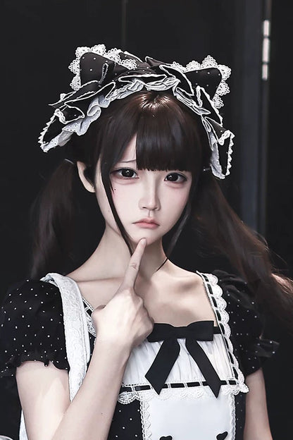 [Pre-order Deadline: June 29] Vintage Black x White Polka Dot Series Accessories (Cat Ear Headband, Leg Warmers, Cat Ear Leg Ring)