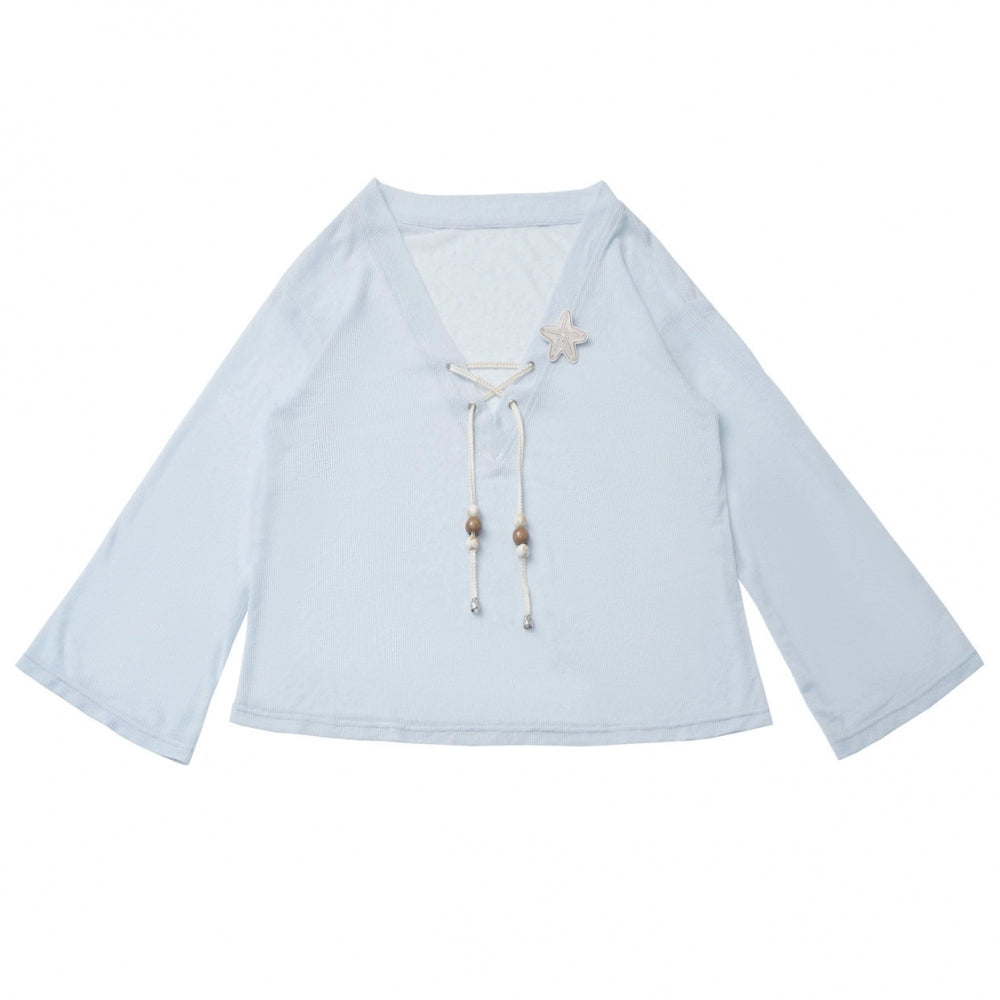 Seaside-Smok-Oberteile + Neckholder-Unterhemd + Asymmetrischer Rock