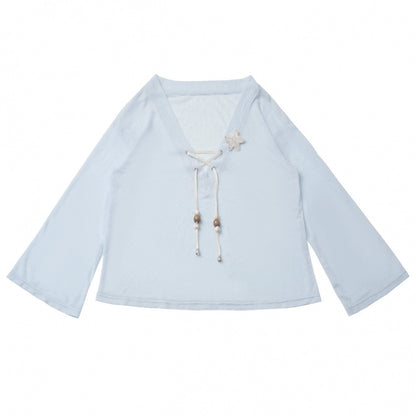 Seaside-Smok-Oberteile + Neckholder-Unterhemd + Asymmetrischer Rock