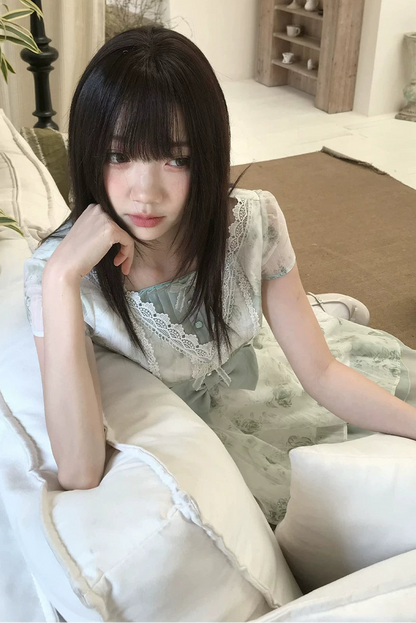 タイミアングリーンフローラルジャカードドレス