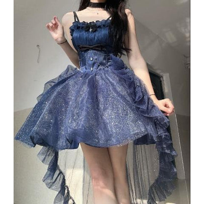 ハロウィンレッドプリンセスドレス＋テール＋リボン＋ネックカラー