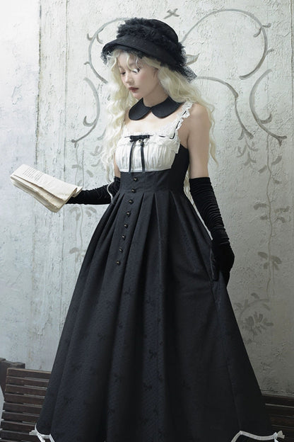 Silent Manner Dark Lolita Princess Jumperskirt + Ribbon Collar Ruffle Jacket