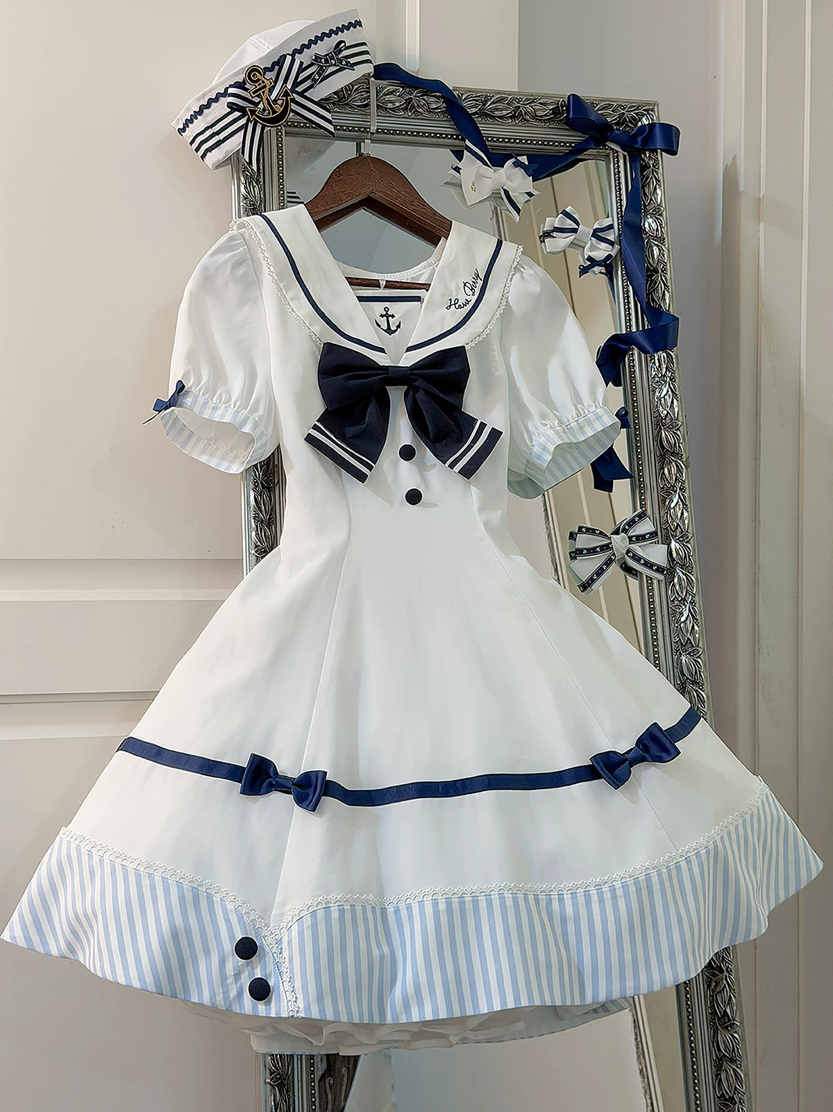 [Vorbestellartikel] Marine-Streifen-Sailor-Lolita-Serie Sailor-Schleifenhut