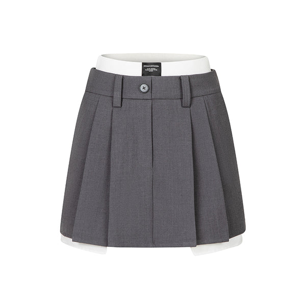 コントラストクロップトップス＋プリーツスカート