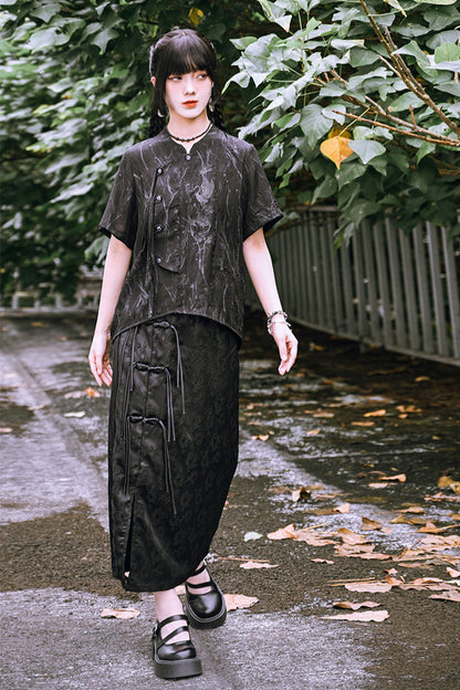 Retro China Tassel Stand Collar Shirt