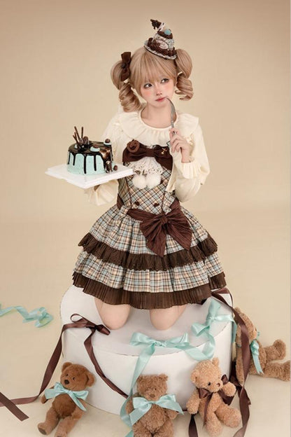 [September 16 Reservation Deadline] Afternoon Tea Sweet Chocolate Check Dress Suit