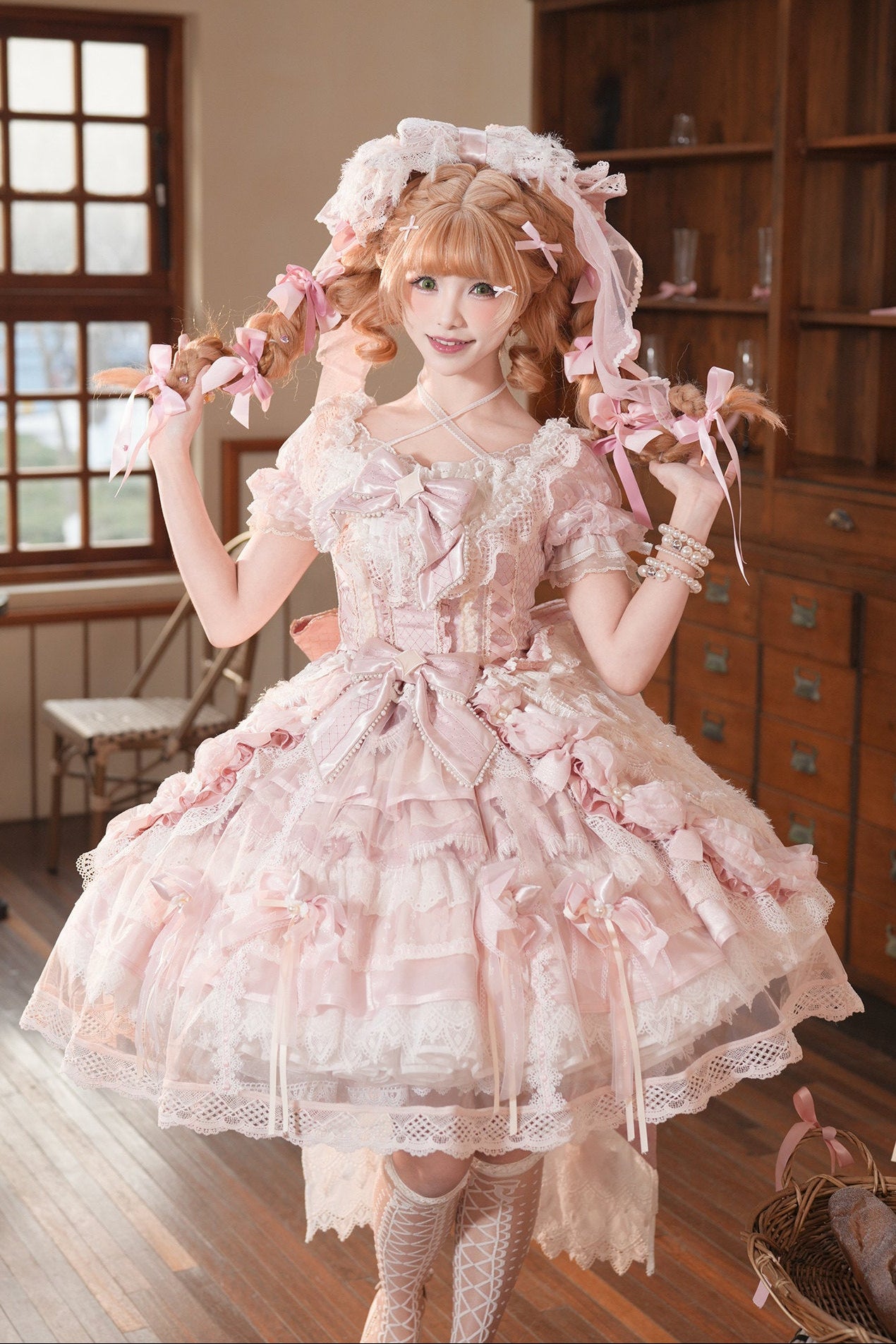 【2月26日予約締切】ラビングスノーピンクロリータロマンティックドレス＋フルセットA/B