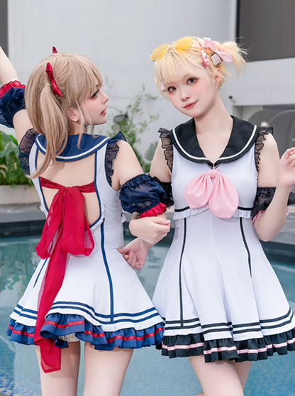 Marine Sailor Lolita Frilled Dress Swimsuit