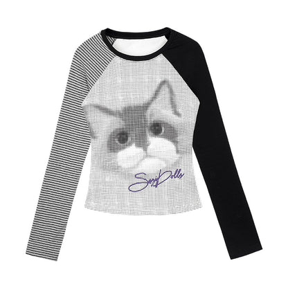 Polka Dot Cat Bicolor Top